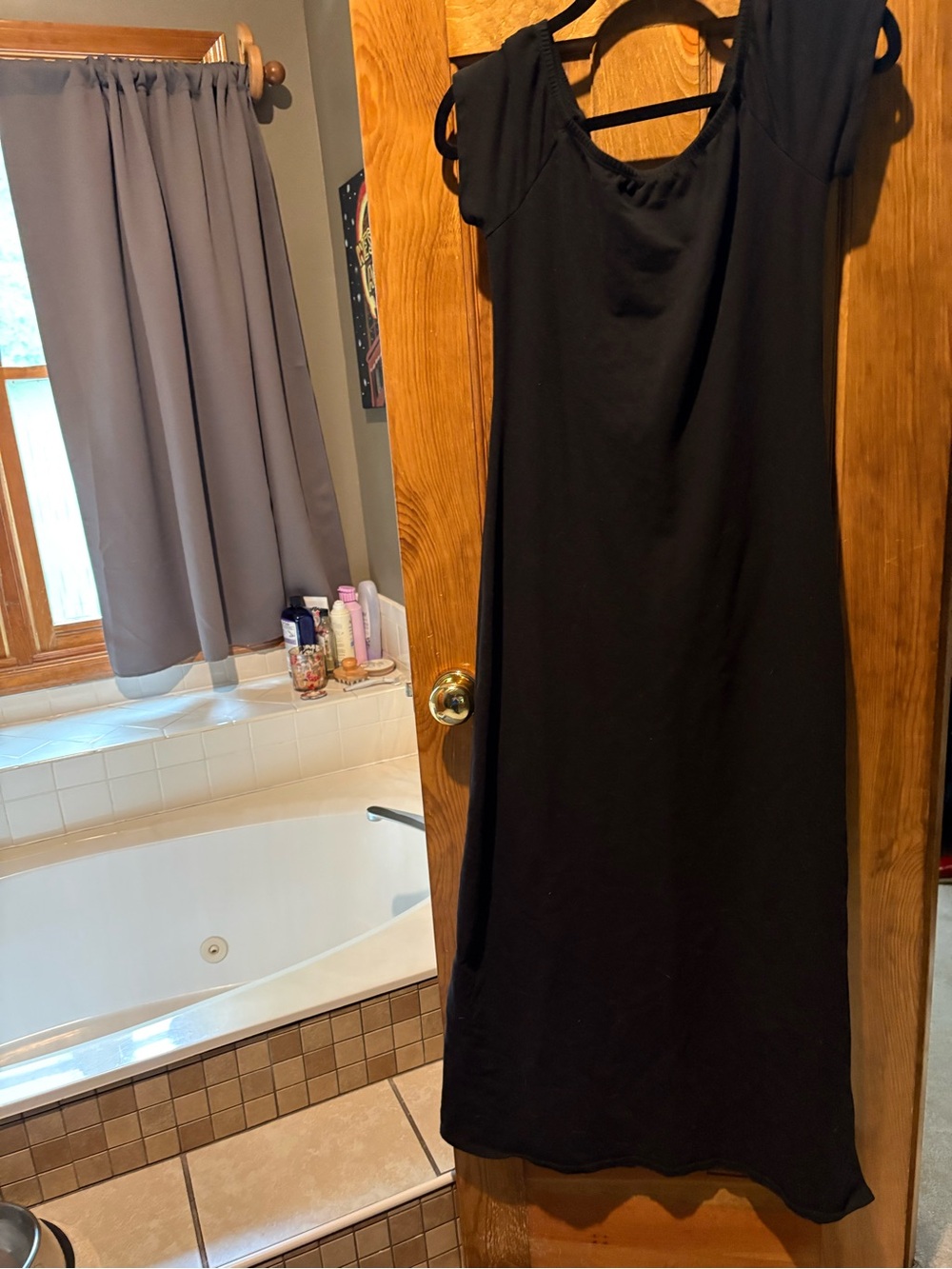 Boston Proper Black Midi Dress with Scoop Neck
